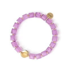 Bracciale elastico a piccoli cubi Kaaba - Viola