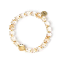 Bracciale elastico a piccoli cubi Kaaba - Bianco