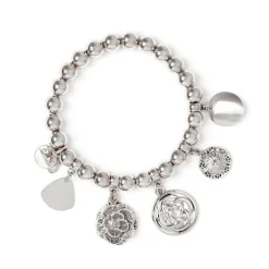Bracciale elastico boule e pendenti Amaranta - Argento