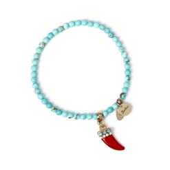 Bracciale elastico boule e cornetto Partenope - Rosso