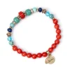 Bracciale elastico boule, mini-charm e perline Partenope - Multicolor