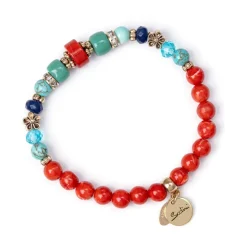 Bracciale elastico boule, mini-charm e perline Partenope - Multicolor