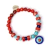 Bracciale elastico boule, cerchietti e charm artistico Partenope - Multicolor