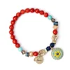 Bracciale elastico boule e dischetto con fiore Partenope - Multicolor