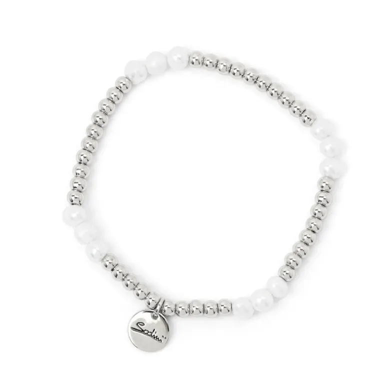 Bracciale elastico boule e perle Andromeda - Argento