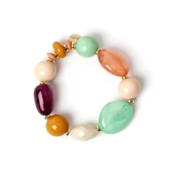 Bracciale elastico boule ed elementi traslucidi Chantal - Multicolor