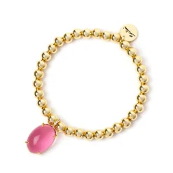 Bracciale elastico boule e cabochon Blossom - Fucsia