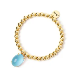 Bracciale elastico boule e cabochon Blossom - Blu