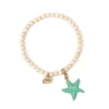 Bracciale elastico boule e stella marina Partenope - Turchese