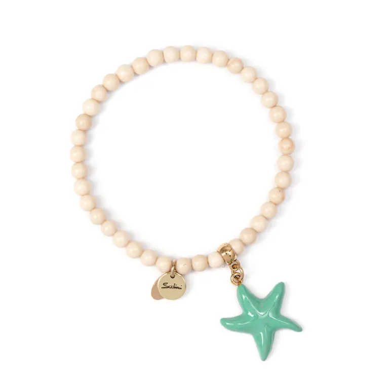 Bracciale elastico boule e stella marina Partenope - Turchese