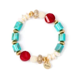 Bracciale elastico cilindretti e perline Ondina - Multicolor