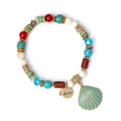 Bracciale elastico con conchiglia pendente Partenope - Multicolor