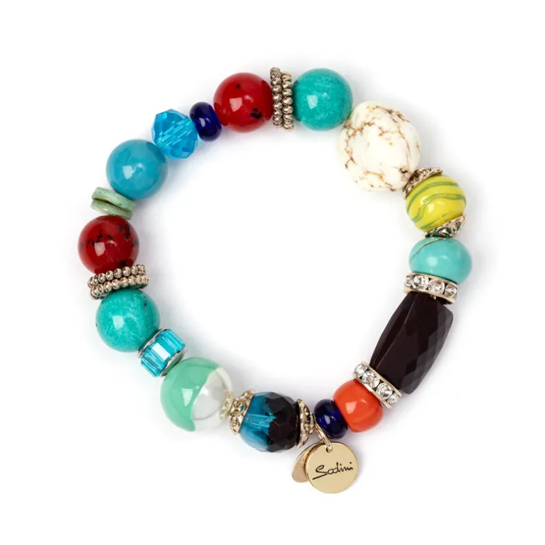 Bracciale elastico con grandi elementi Partenope - Multicolor