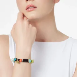 Bracciale elastico con grandi elementi Partenope - Multicolor