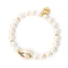 Bracciale elastico con perla ovale Leila - Oro