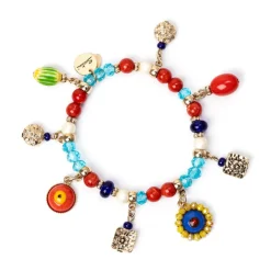 Bracciale elastico con piccoli pendenti Partenope - Multicolor