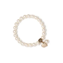 Bracciale elastico di grandi perle Kelly - Bianco