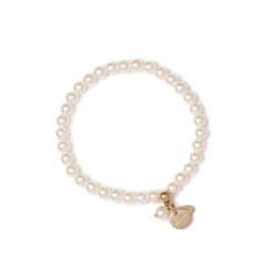 Bracciale elastico di perle Kelly - Bianco
