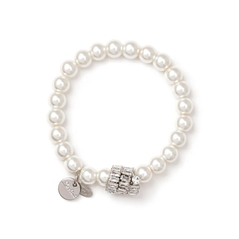 Bracciale elastico di perle Diana - Bianco