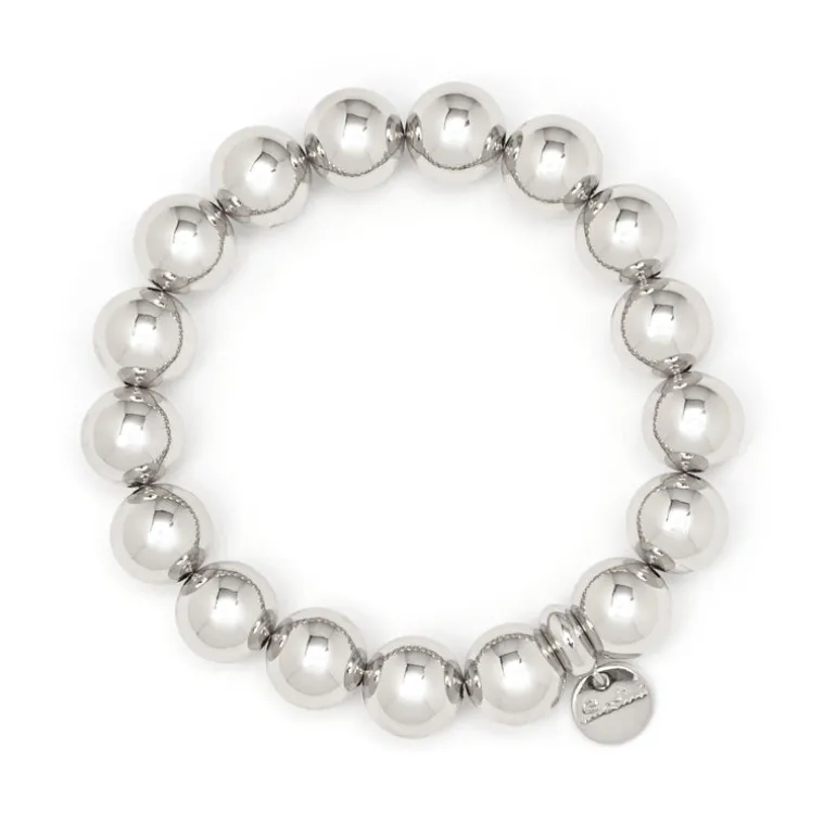 Bracciale elastico grandi boule Sissi - Argento