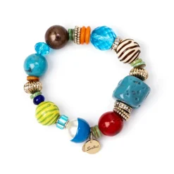 Bracciale elastico grandi boule, perline, anellini Partenope - Multicolor