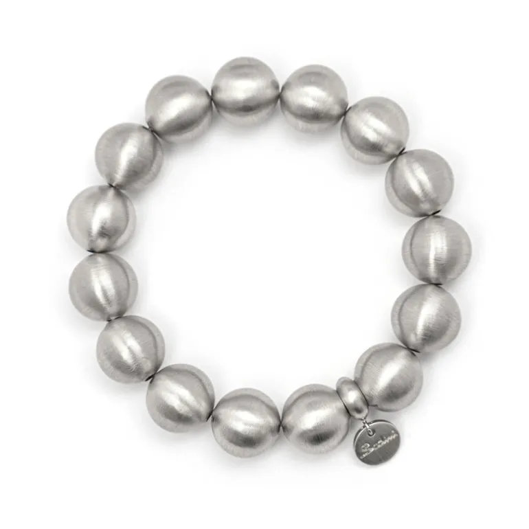 Bracciale elastico maxi boule Sissi - Argento opaco