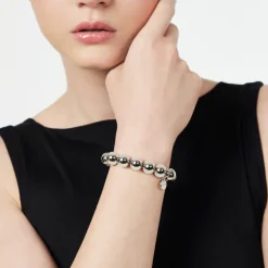 Bracciale elastico maxi boule Sissi - Argento