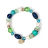 Bracciale elastico perle, perline, boule e anellini Sirens - Blu
