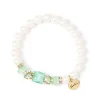 Bracciale elastico perle, zirconi e cristallo Sirens - Turchese