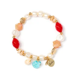 Bracciale elastico perle ed elementi marini Ondina - Multicolor