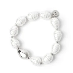Bracciale elastico perle barocche Leila - Argento