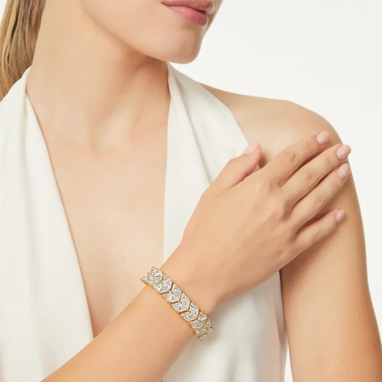 Bracciale fascia di triangoli di zirconi Eva - Oro