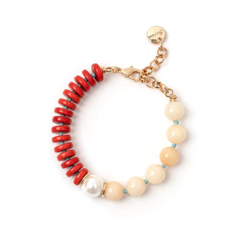 Bracciale Jane Bianco Off White e Corallo - Rosso