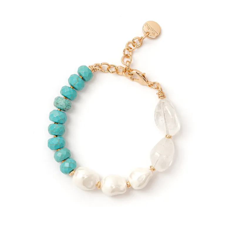 Bracciale Jane Bianco Perla e Turchese - Turchese