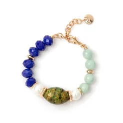 Bracciale Jane Blu, Verde e Perla - Blu
