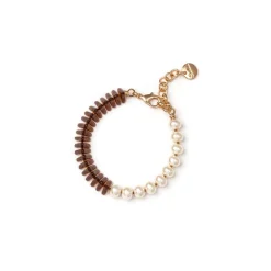 Bracciale perle e perline triangolo Jane - Marrone