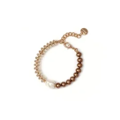 Bracciale perline e boule Jane - Marrone