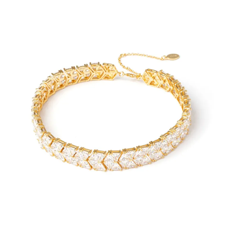 Choker triangoli di zirconi Eva - Oro
