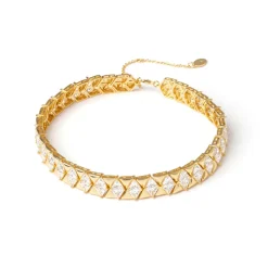 Choker triangoli ottone e zirconi Eva - Oro