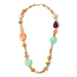 Collana a boule ed elementi traslucidi Chantal - Multicolor