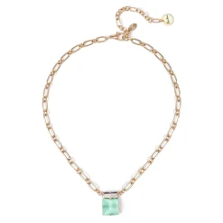 Collana a catena e charm a due cristalli Sirens - Turchese