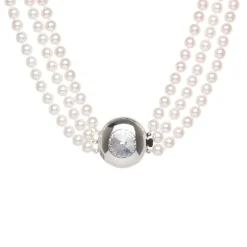 Collana a tre fili di perle Pearl - Argento