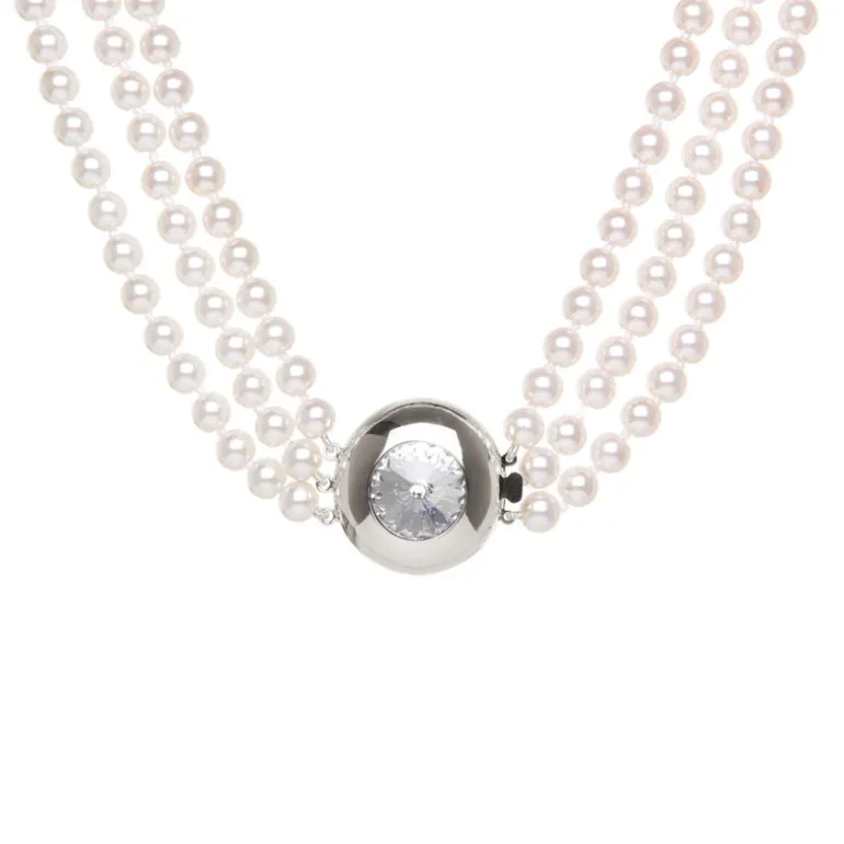 Collana a tre fili di perle Pearl - Argento