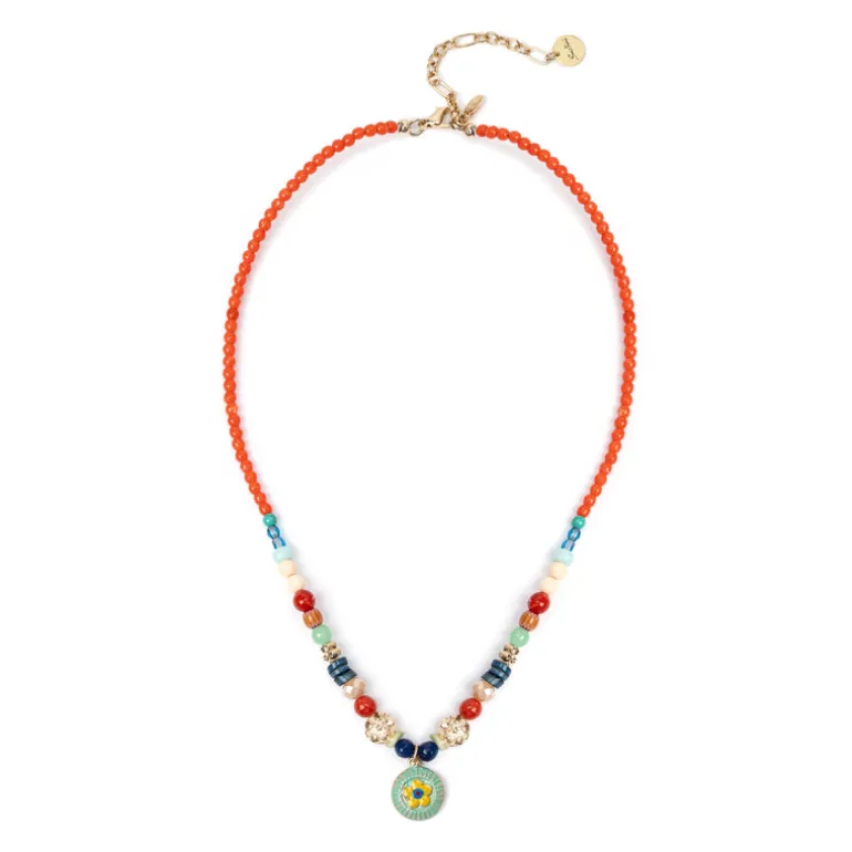 Collana boule e charm a disco Partenope - Multicolor