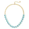 Collana catena e cabochon Blossom - Blu