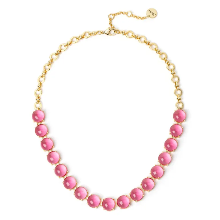 Collana catena e cabochon Blossom - Fucsia