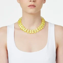 Collana corta con duplice filo Cocoon - Giallo