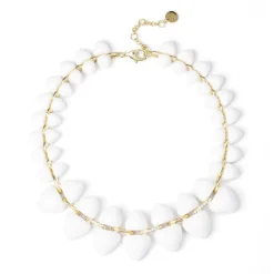 Collana corta con gemme a due dimensioni Cocoon - Bianco