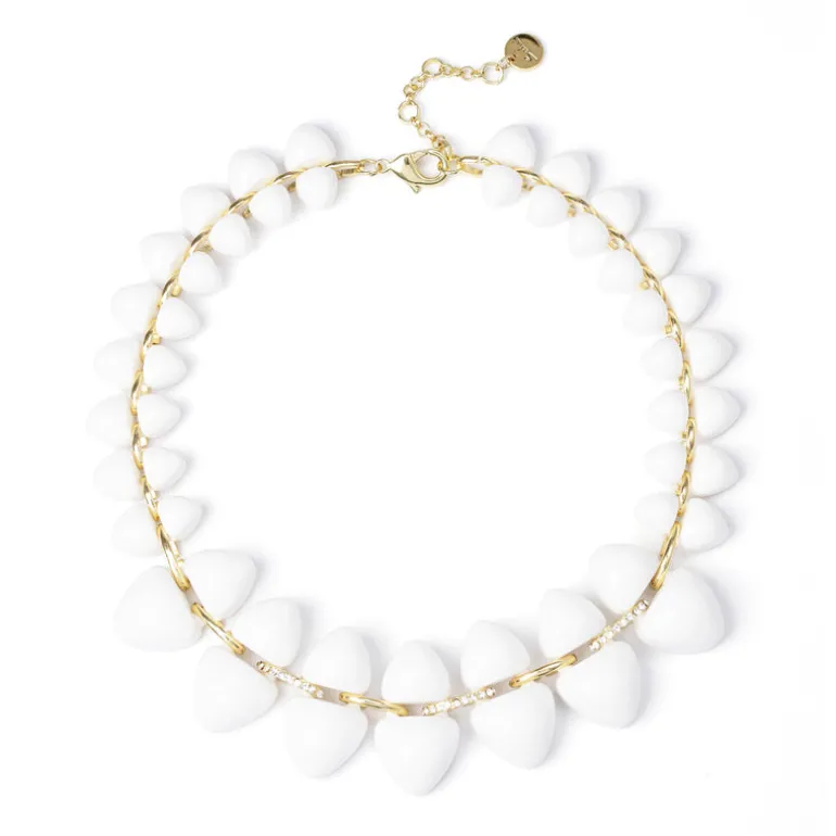 Collana corta con gemme a due dimensioni Cocoon - Bianco