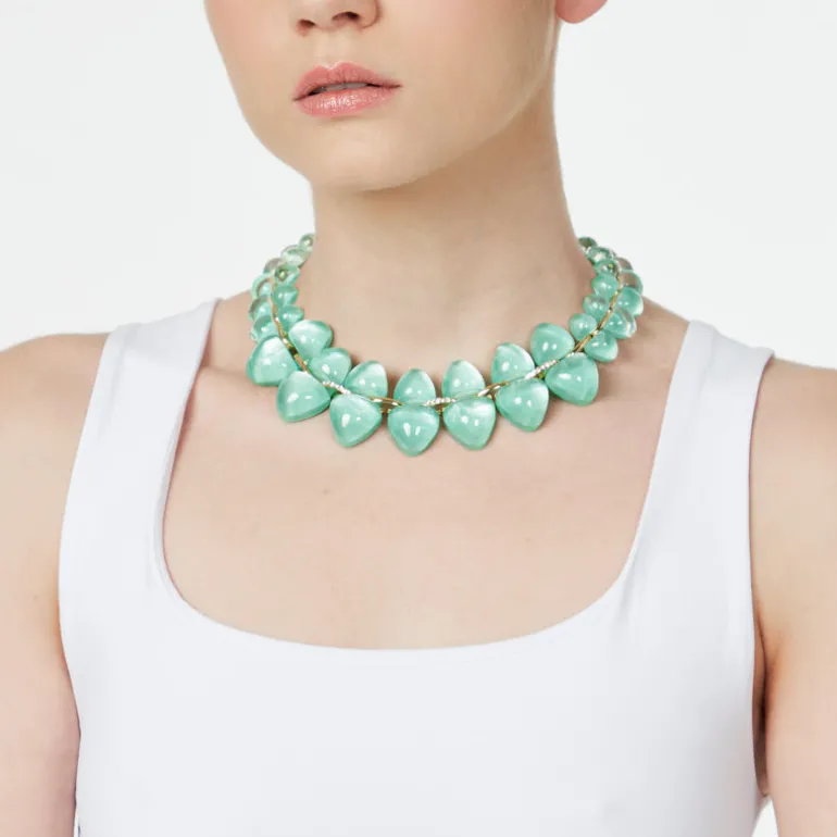 Collana corta con gemme a due dimensioni Cocoon - Turchese